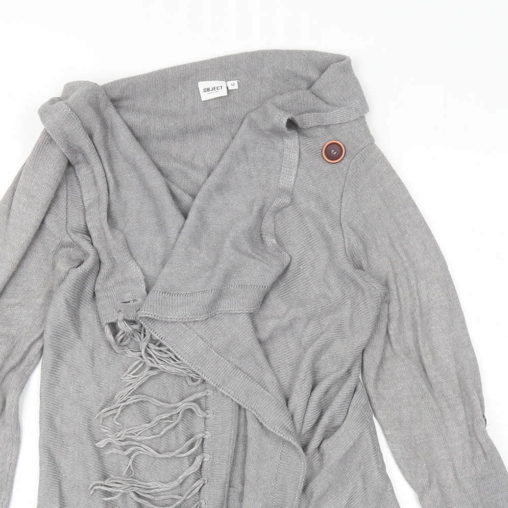 Womens UK Size M Object Grey Cardigan Jumper