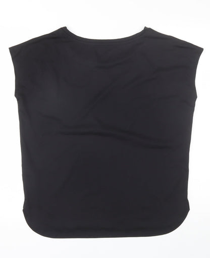 Souluxe Womens Black  Polyester Basic T-Shirt Size S Round Neck