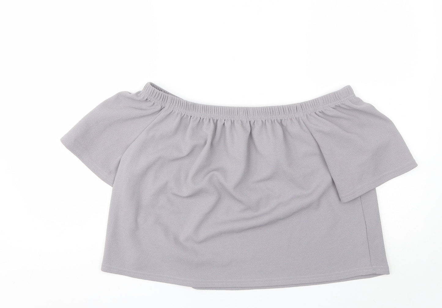 Boohoo Womens Grey  Polyester Basic Blouse Size 16 Off the Shoulder