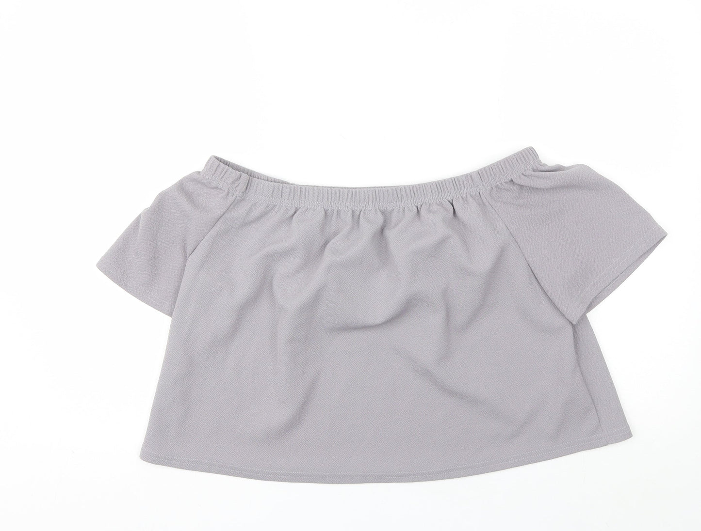 Boohoo Womens Grey  Polyester Basic Blouse Size 16 Off the Shoulder