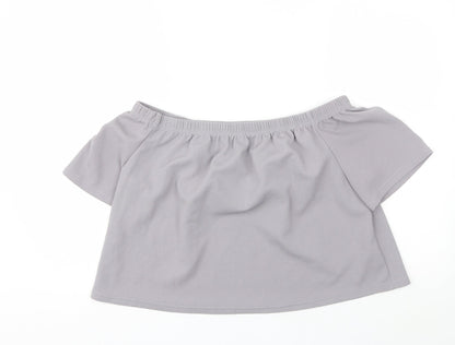 Boohoo Womens Grey  Polyester Basic Blouse Size 16 Off the Shoulder