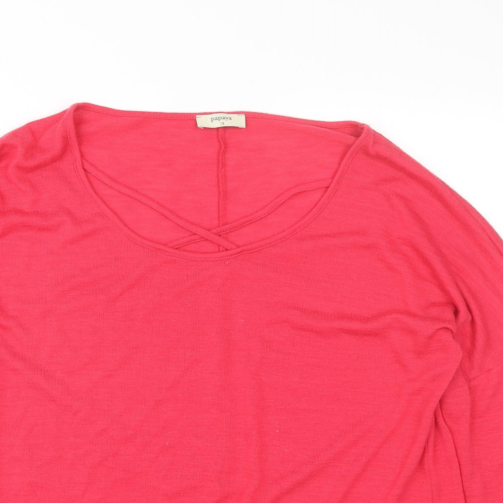 Womens UK Size 12 Papaya Pink Pullover Jumper
