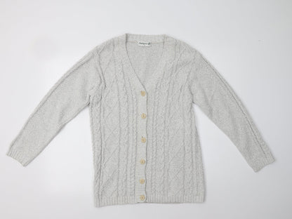Womens UK Size S Jumper Grey Cardigan Jumper