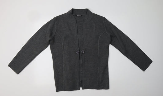 Tigi Womens Grey V-Neck  Acrylic Cardigan Jumper Size 12