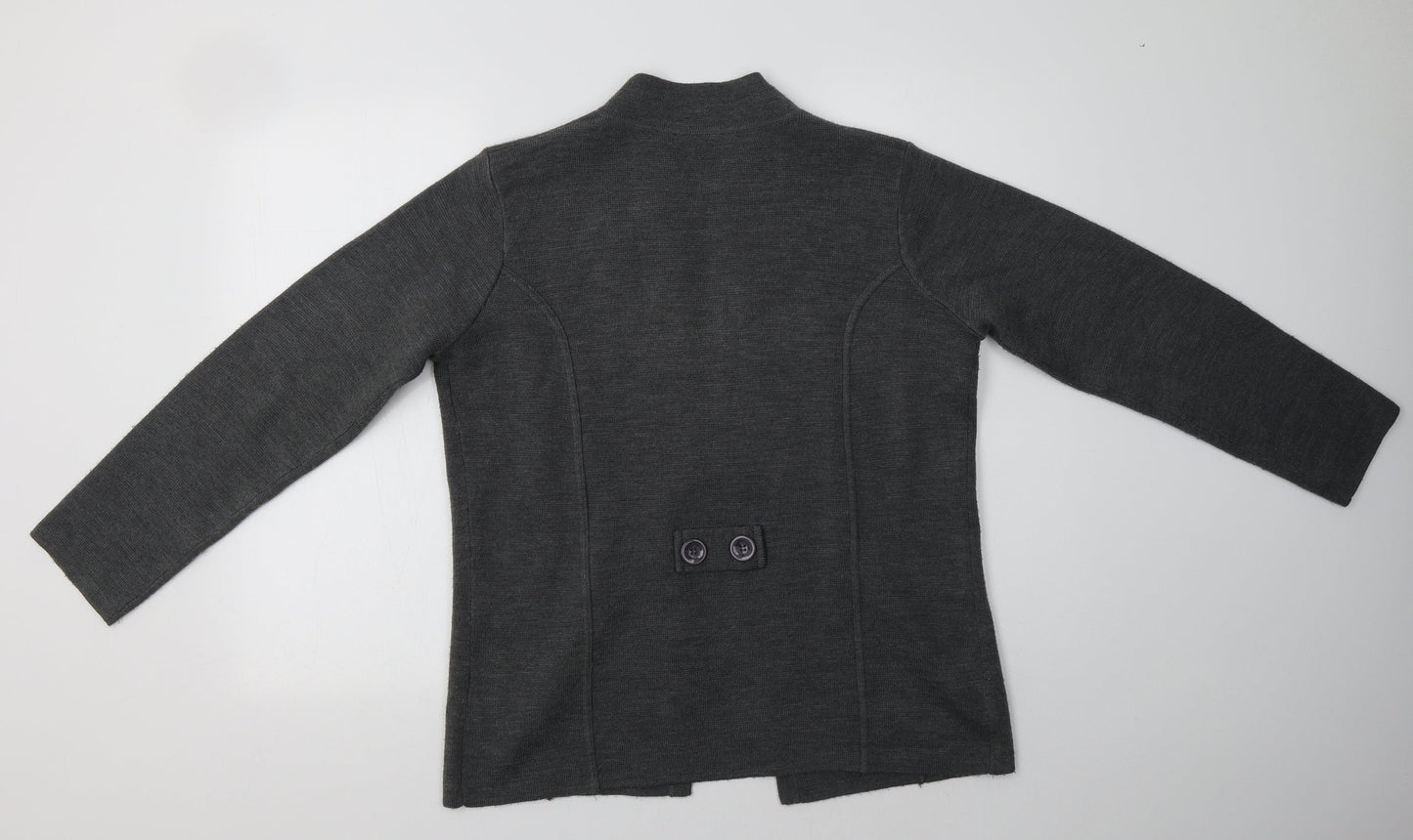 Tigi Womens Grey V-Neck  Acrylic Cardigan Jumper Size 12
