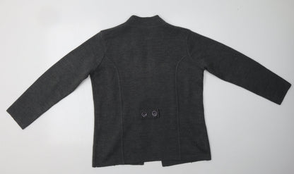 Tigi Womens Grey V-Neck  Acrylic Cardigan Jumper Size 12