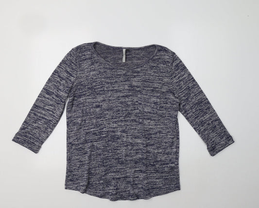 Intuition Womens Blue Round Neck  Viscose Pullover Jumper Size 12