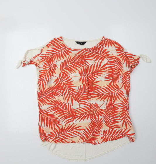 F&F Womens Orange Floral Viscose Basic Blouse Size 16 Round Neck