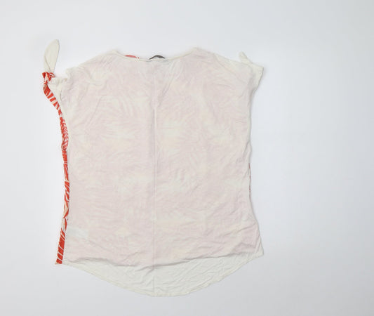 F&F Womens Orange Floral Viscose Basic Blouse Size 16 Round Neck