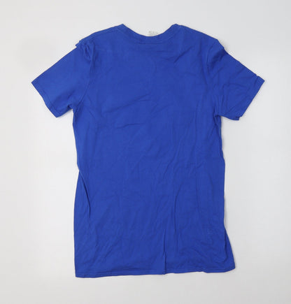 Womens UK Size S Gildan Blue Basic T-Shirt