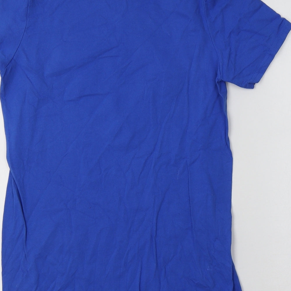 Womens UK Size S Gildan Blue Basic T-Shirt