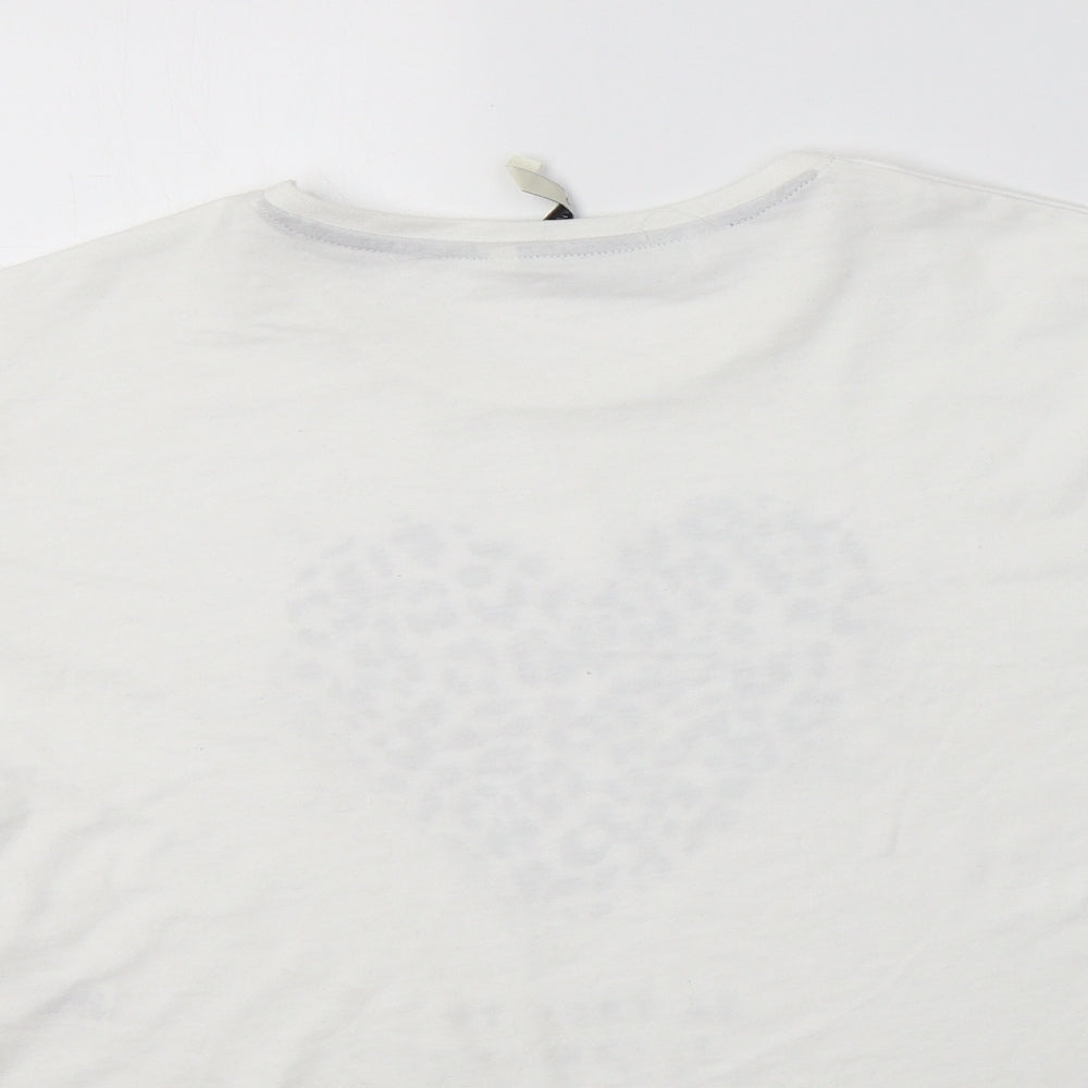 George Girls White Animal Print Cotton Basic T-Shirt Size 11-12 Years Crew Neck  - Heart