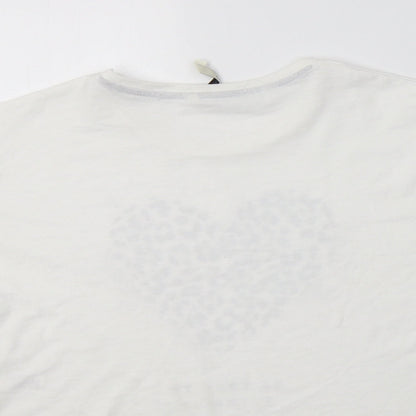 George Girls White Animal Print Cotton Basic T-Shirt Size 11-12 Years Crew Neck  - Heart