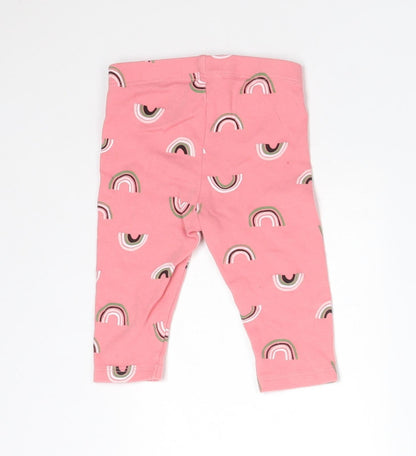 PEKKLE Girls Pink  Cotton  Leggings Size 6-9 Months   - RAINBOWS