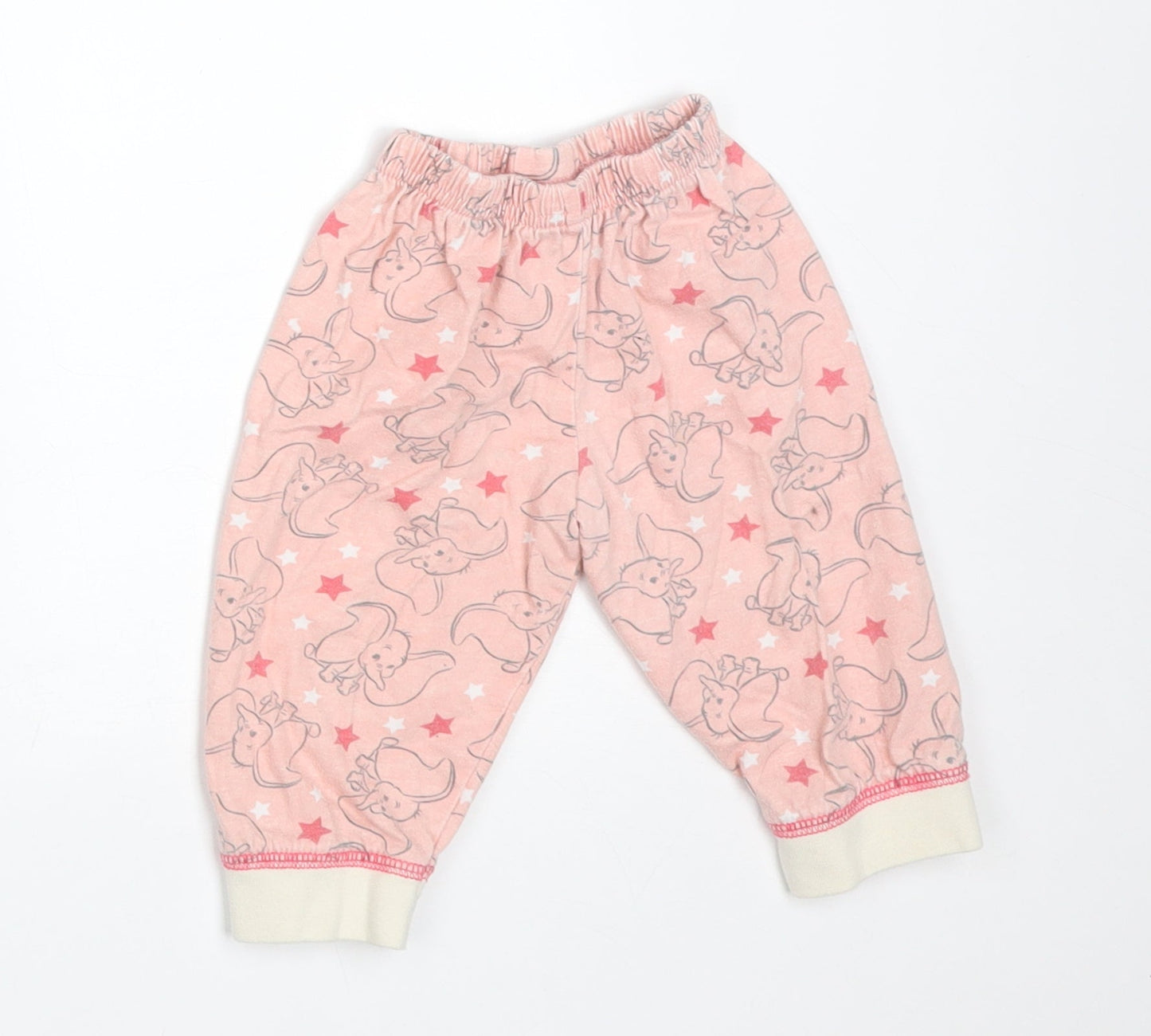 Disney Girls Pink Animal Print Cotton  Pyjama Pants Size 6-9 Months   - DUMBO