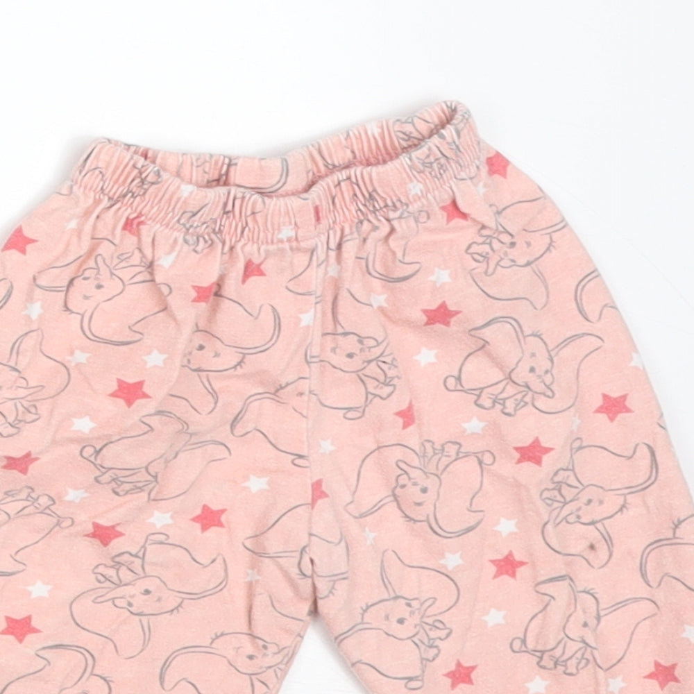 Disney Girls Pink Animal Print Cotton  Pyjama Pants Size 6-9 Months   - DUMBO