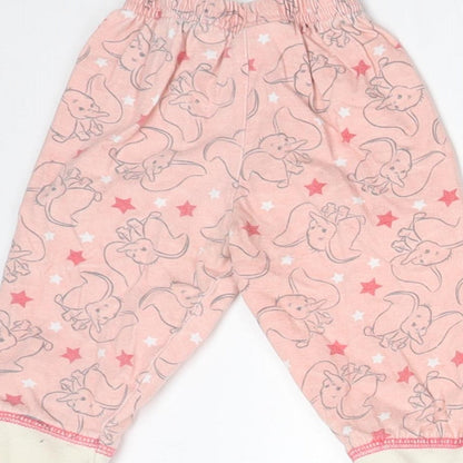Disney Girls Pink Animal Print Cotton  Pyjama Pants Size 6-9 Months   - DUMBO