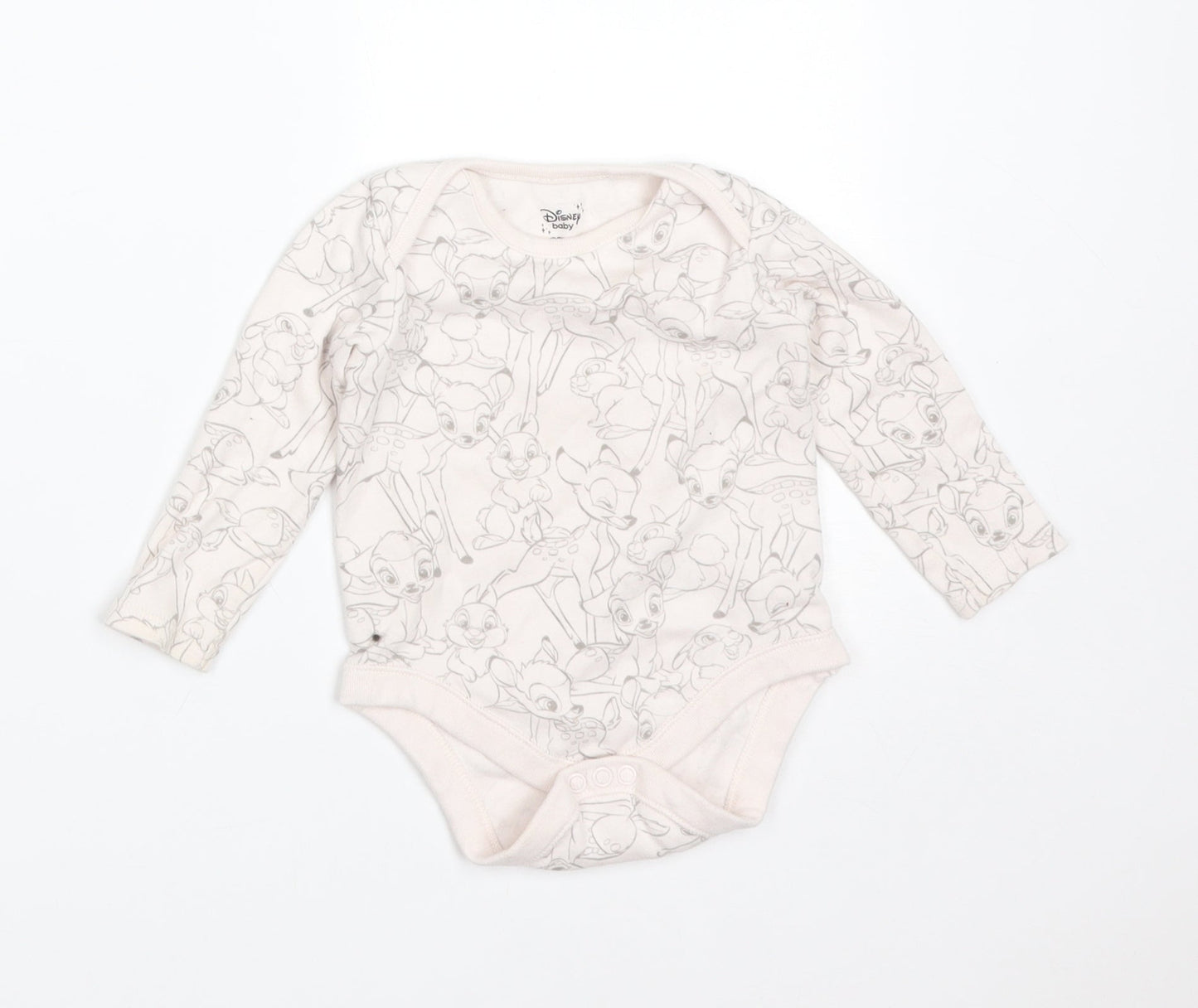 Disney Girls Pink Animal Print Cotton Babygrow One-Piece Size 6-9 Months   - BAMBI