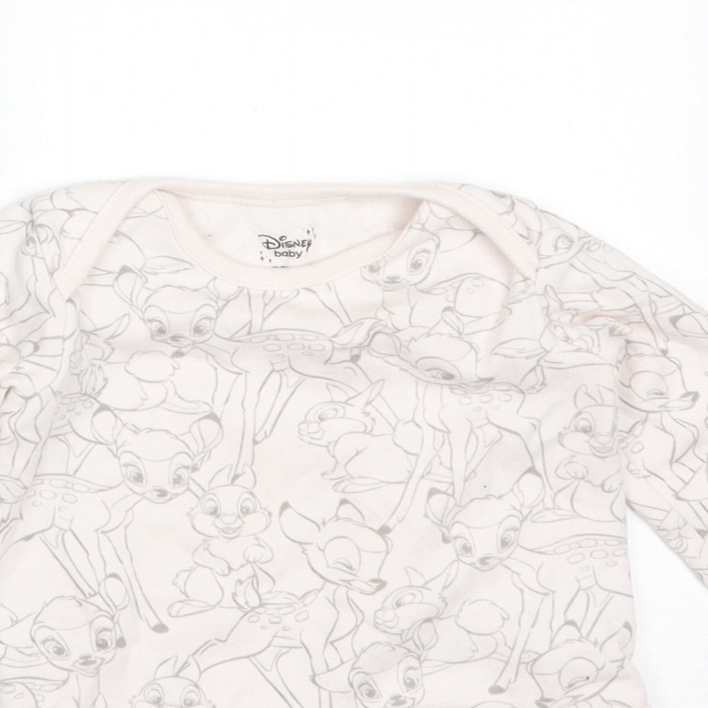 Disney Girls Pink Animal Print Cotton Babygrow One-Piece Size 6-9 Months   - BAMBI