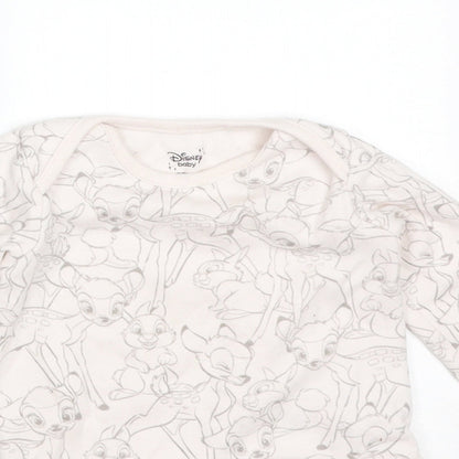 Disney Girls Pink Animal Print Cotton Babygrow One-Piece Size 6-9 Months   - BAMBI