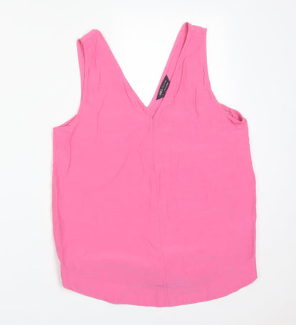 M&S Womens Pink  Viscose Basic Tank Size 10 V-Neck