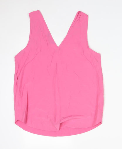 M&S Womens Pink  Viscose Basic Tank Size 10 V-Neck