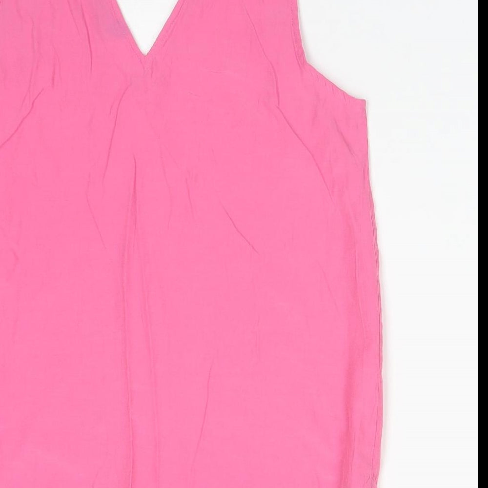 M&S Womens Pink  Viscose Basic Tank Size 10 V-Neck