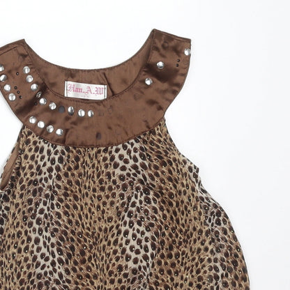 HAN A Girls Multicoloured Animal Print Polyester Basic T-Shirt Size 2 Years Round Neck