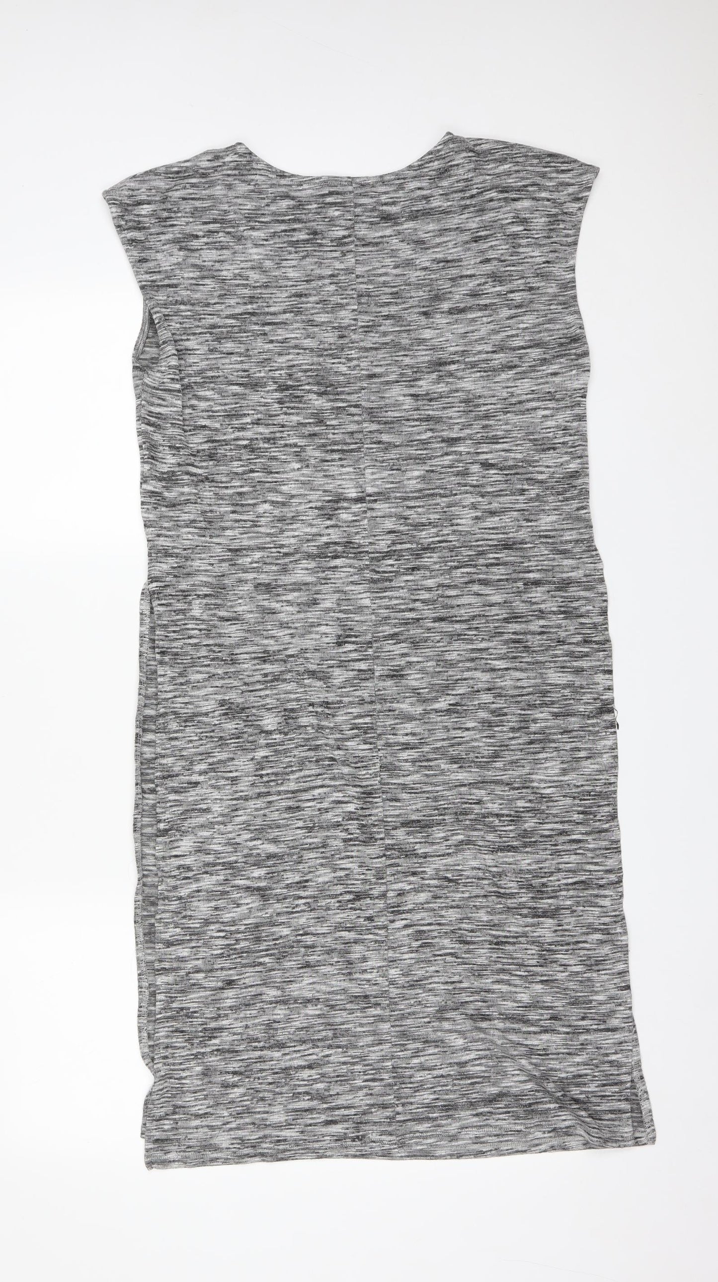 M&S Womens Grey  Viscose Basic T-Shirt Size 12 Round Neck