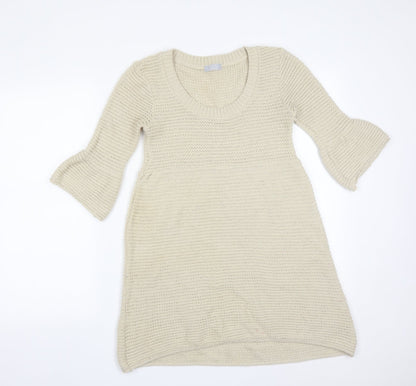 Womens UK Size 8 Topshop Beige Basic T-Shirt