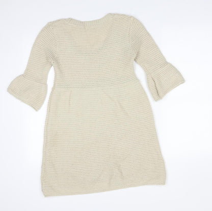 Womens UK Size 8 Topshop Beige Basic T-Shirt
