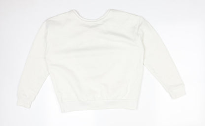 Primark Womens White  Cotton Pullover Sweatshirt Size 8   - WILD AT LOVE
