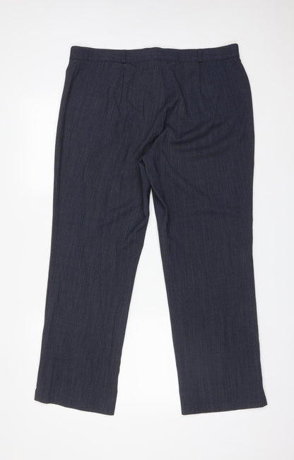 Womens UK Size 18 M&S Regular Fit Dress Pants Blue Trousers