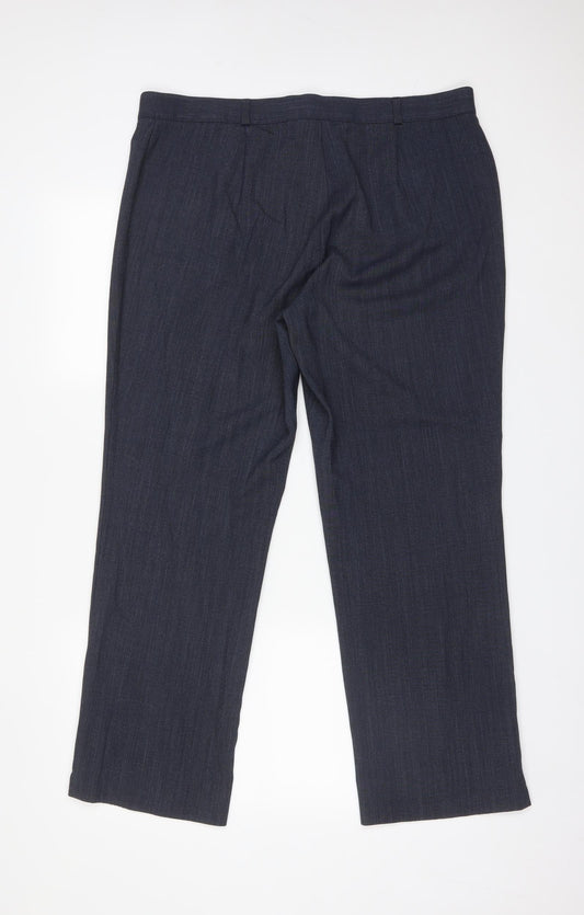 Womens UK Size 18 M&S Regular Fit Dress Pants Blue Trousers