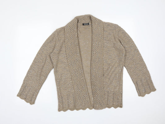 Envy Womens Beige   Acrylic Cardigan Jumper Size L