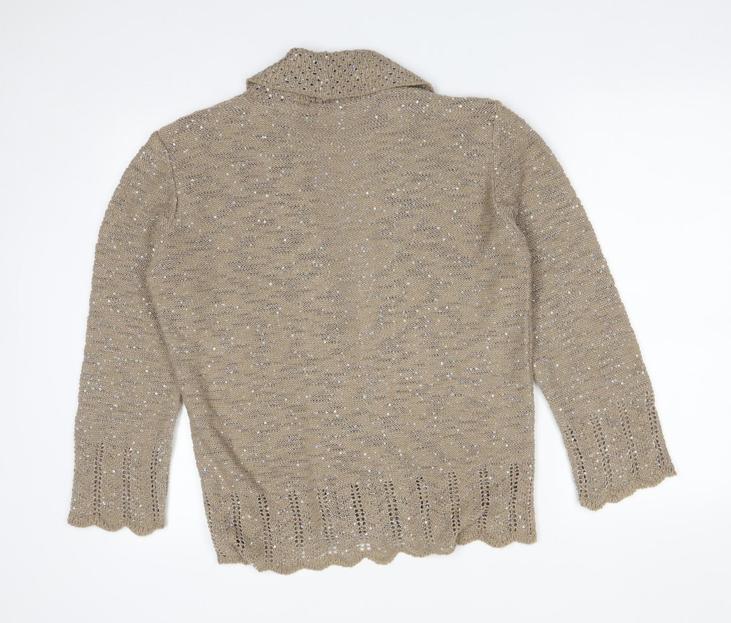 Envy Womens Beige   Acrylic Cardigan Jumper Size L