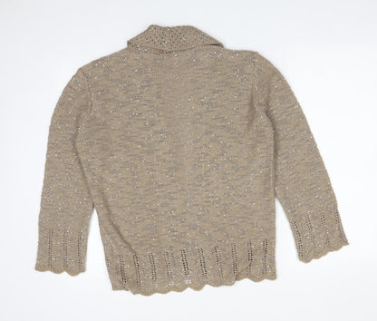 Envy Womens Beige   Acrylic Cardigan Jumper Size L