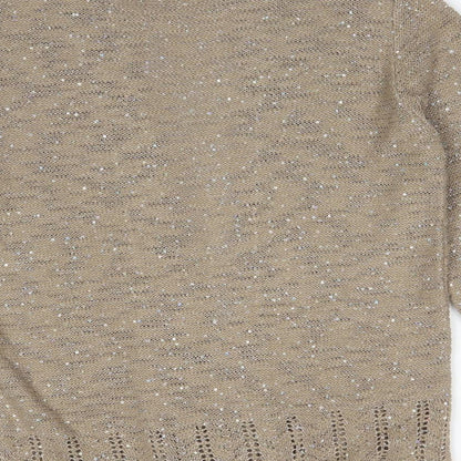 Envy Womens Beige   Acrylic Cardigan Jumper Size L