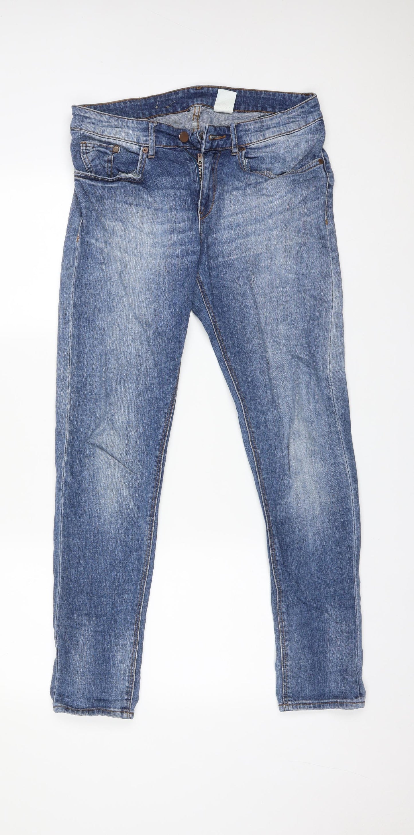 Womens UK Size 25 H&M Regular Fit Boyfriend Blue Jeans
