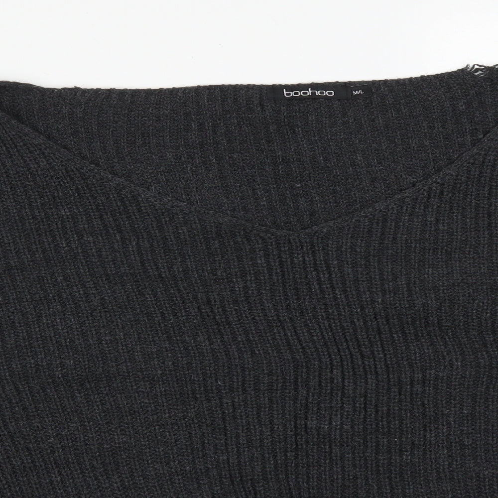 Womens UK Size L Boohoo Grey Pullover Jumper