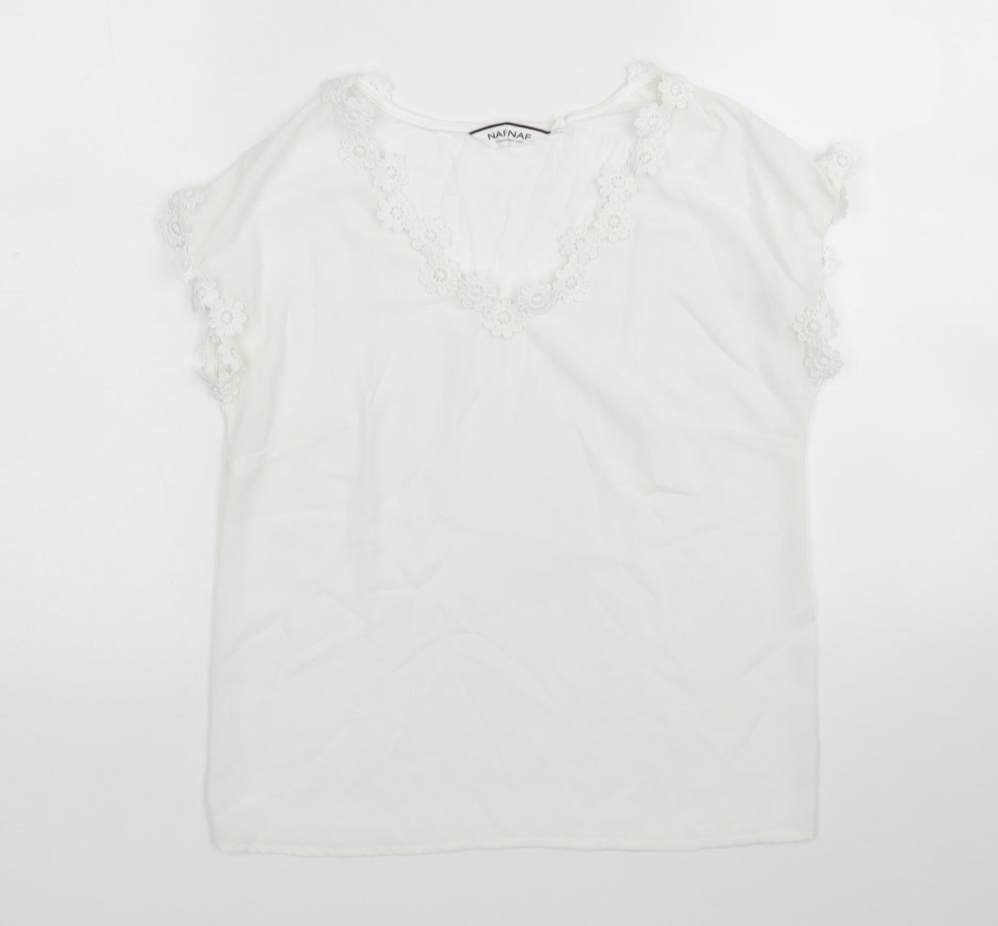 NAfNaf Womens White   Basic Blouse Size XS V-Neck