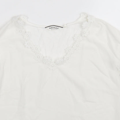 NAfNaf Womens White   Basic Blouse Size XS V-Neck