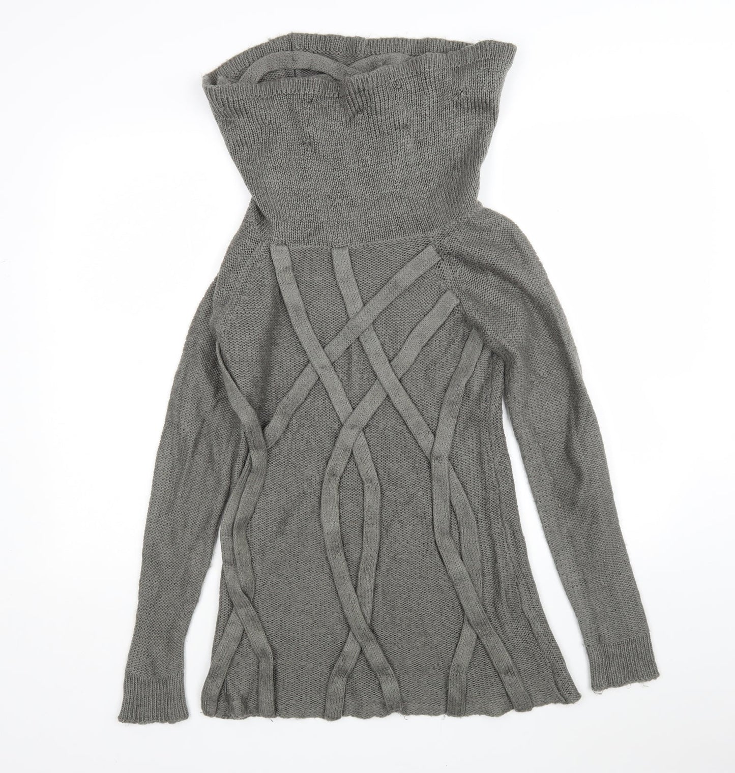 Me Fashion Womens Grey Roll Neck  Acrylic Pullover Jumper Size M