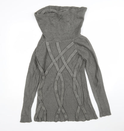 Me Fashion Womens Grey Roll Neck  Acrylic Pullover Jumper Size M