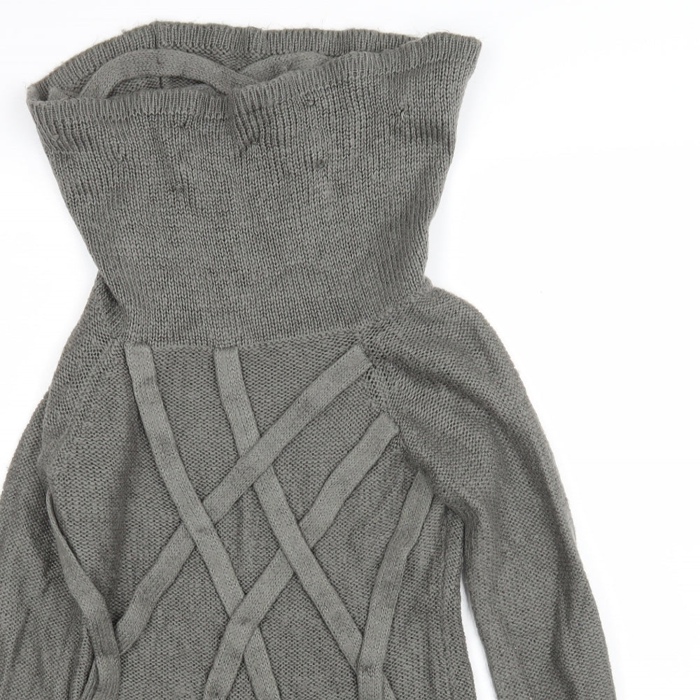 Me Fashion Womens Grey Roll Neck  Acrylic Pullover Jumper Size M