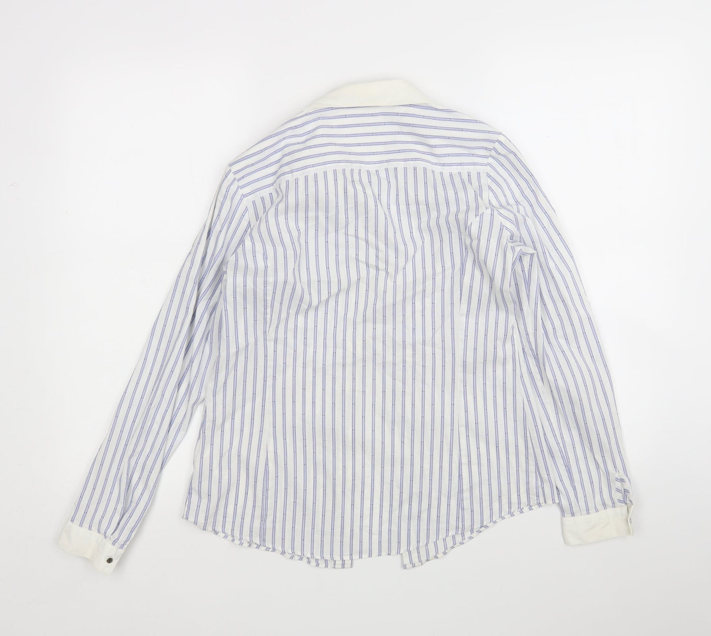 M&S Womens Multicoloured Striped Cotton Basic Button-Up Size 8 Collared