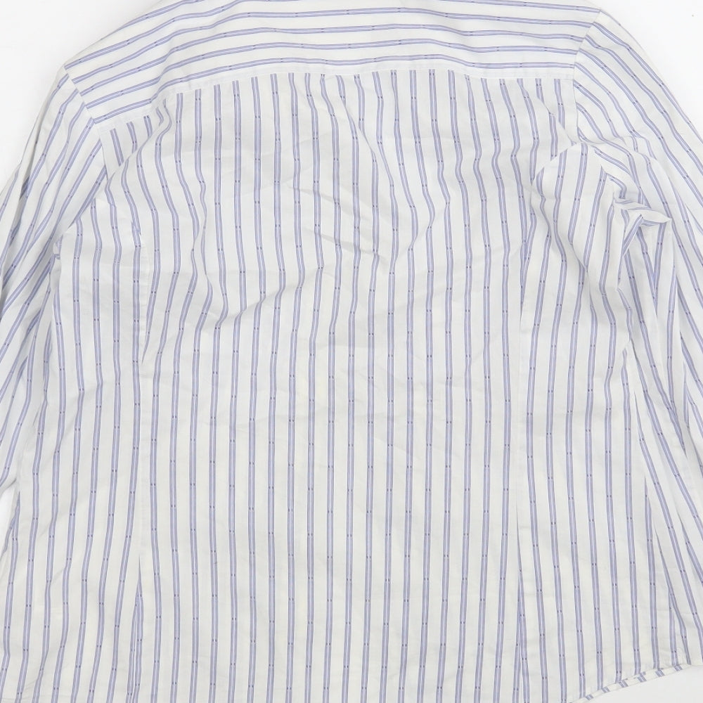 M&S Womens Multicoloured Striped Cotton Basic Button-Up Size 8 Collared