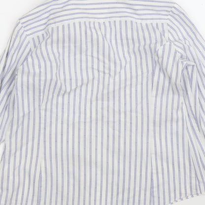 M&S Womens Multicoloured Striped Cotton Basic Button-Up Size 8 Collared