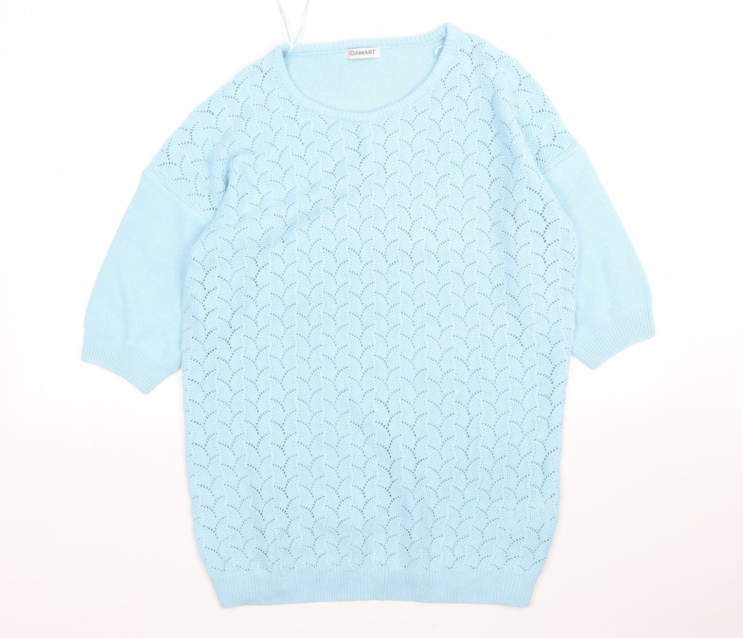 Damart Womens Blue Round Neck  Acrylic Pullover Jumper Size 10