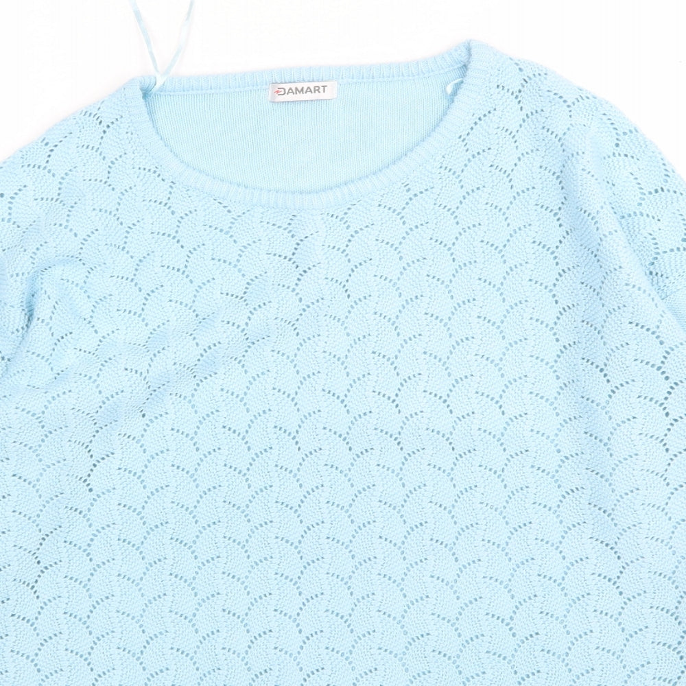 Damart Womens Blue Round Neck  Acrylic Pullover Jumper Size 10